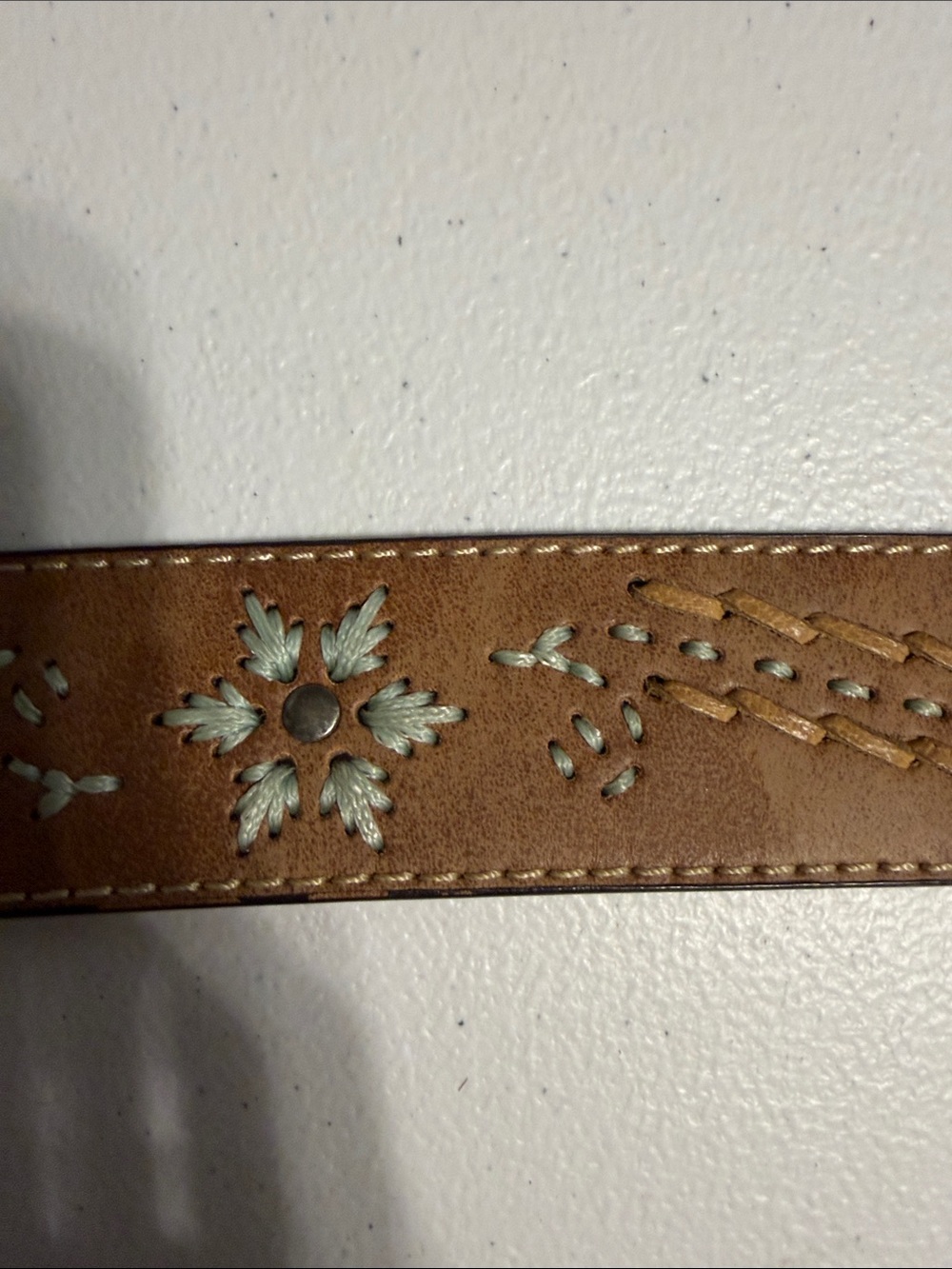 2 Ladies Brown Studded Western Leather Belts with Decorative Buckles. Like New. - Picture 5 of 5